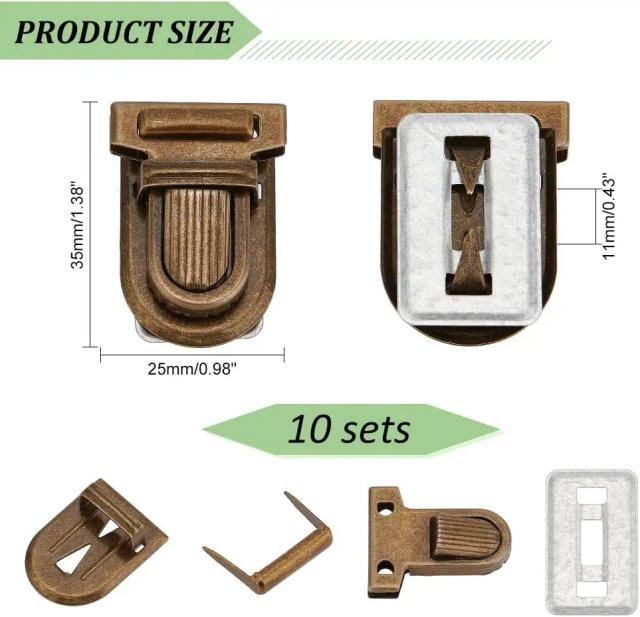 Conjuntos de Fechaduras de Pressão em Ferro Para Projetos de Bolsas e Malas - Estilo Vintage e DIY