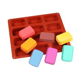 12 buraco arredondado retângulo silicone sabão molde para artesanato artesanal diy ferramentas de fabricação de sabão moldes de grau alimentício silicone sabão forma molde - Image 2