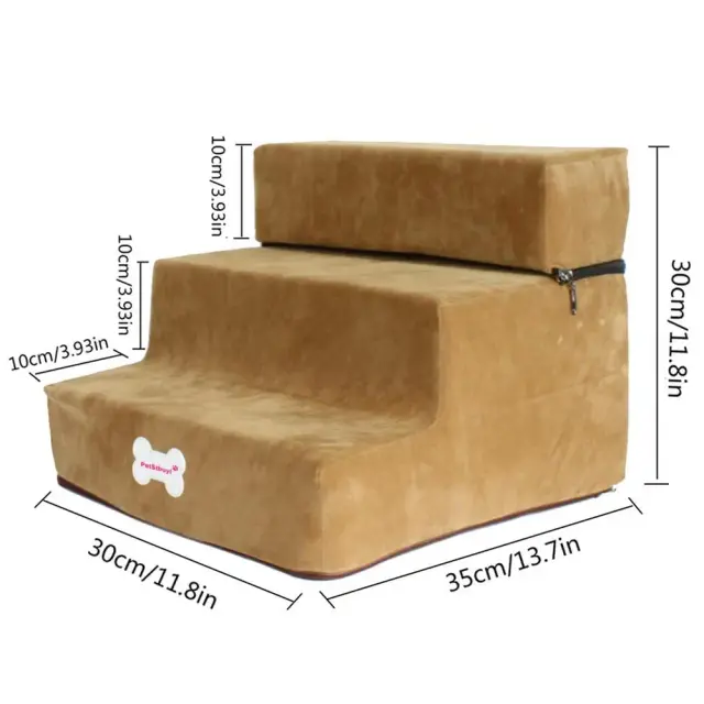 Escada Antiderrapante Removível para Cães e Gatos Pequenos - 3 Passos e 30cm de Altura