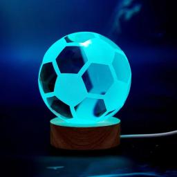3D Futebol Bola de Cristal Night Light, Lifelike Lâmpada, 16 Cores, Mudando com Dimmable Controle Remoto, Futebol Lâmpada Presente, 6cm - Image 2