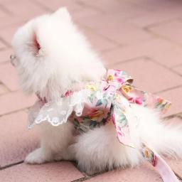 Laço cinta de peito trela tração chicote de fios corda ponto onda floral padrão anti-escape ajustável gatos cães kit suprimentos para animais de estimação - Image 1