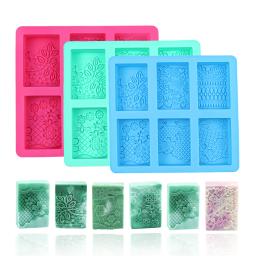 Moldes de sabão de silicone com padrões mistos do laço, perfeito para DIY Retângulo Sabão Making, Home Decor Artesanato, 6 Cavidade - Image 1