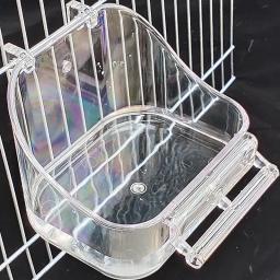 Alimentador de pássaros de plástico durável e banho, design fácil de limpar com poleiro para papagaios, pássaros pequenos, azul, claro, versátil, 1 pc - Image 6