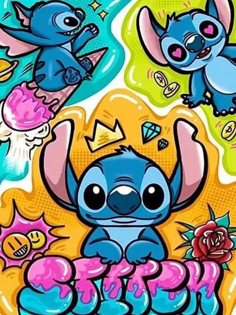 Kits Completos de Bordado Disney Lilo e Stitch - Ponto Cruz DIY com Linha Colorida de Algodão e Lona Impressa para Arte de Parede