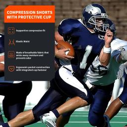 Vepaus-shorts de compressão para meninos, com proteção bio-flex copo, umidade wicking, ventilação proteção para o beisebol, tamanho jovem - Image 2
