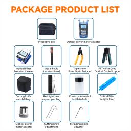 Kit de ferramentas de fibra FTTH com fibra óptica Cleaver, três portas fibra stripper, FTTH, CFS-3, 10mw VFL, 13PCs, AUA-7S - Image 5