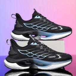 Sapatos pretos de amortecimento respirável para homens, tênis de basquete, calçado de cesta, jogging ao ar livre, calçados esportivos casuais, moda - Image 5