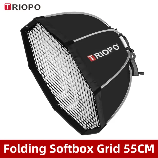 Softbox Dobrável Octogonal para Flash - Suporte de Montagem com Alça em Vários Tamanhos: 55cm, 65cm, 90cm e 120cm para Godox e Yongnuo