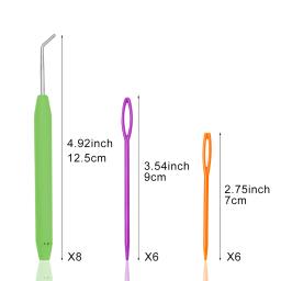 IMZAY Kit de ganchos de agulha de crochê com 8 peças de ganchos de tear de tricô e 12 peças de agulhas de costura de plástico coloridas conjunto de gancho de malha de tear - Image 2