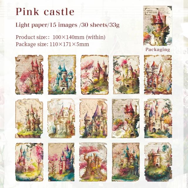 Castelo Jardim Papel Decorativo para DIY, Álbum Diário e Scrapbooking - 30 Peças Criativas