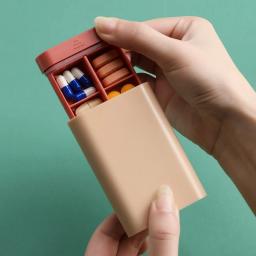 Mini pequena caixa de vitamina portátil para viagem, recipiente organizador, tablet de armazenamento, 7 dias, 6 grades, medicina, óleos de peixe - Image 3