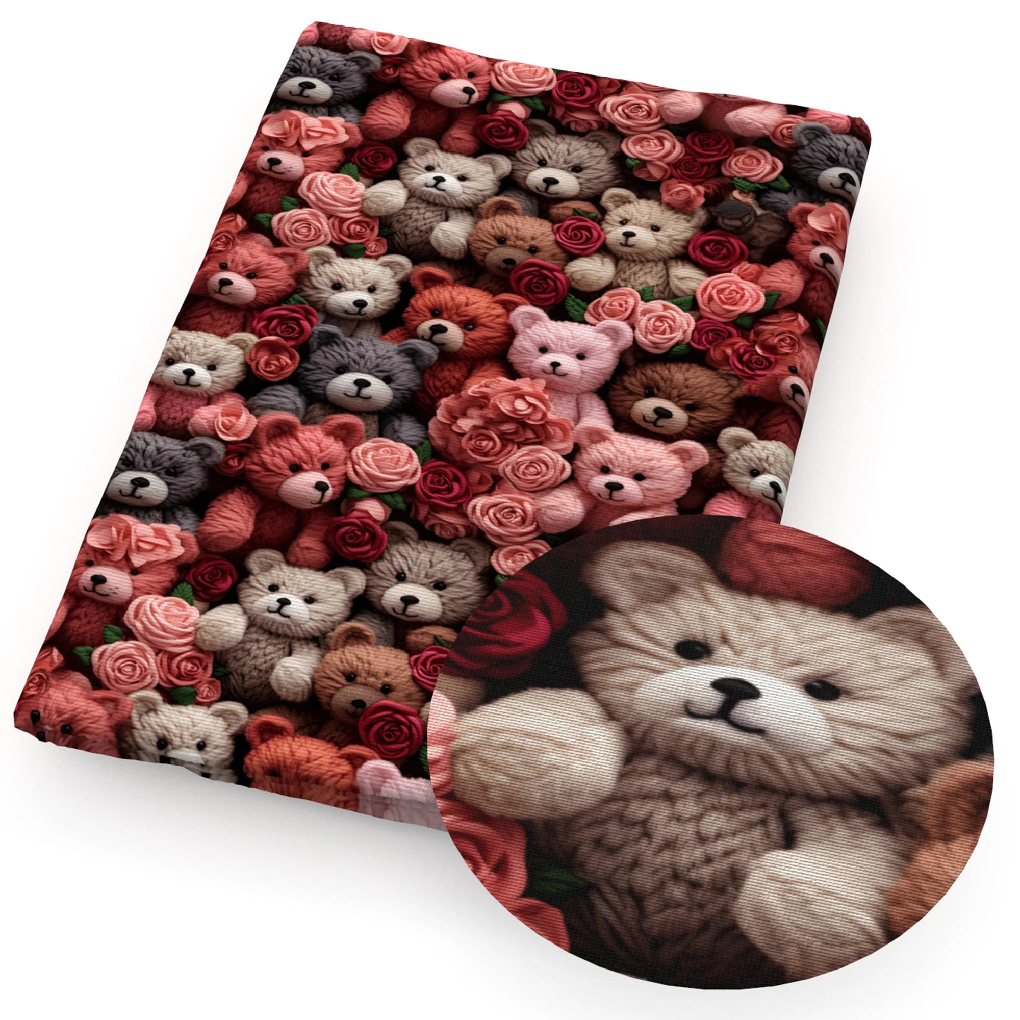 3D Imitação Bordado Laço, Urso, Borboleta, Gato, Tecidos de algodão, Pano de costura, Vestido, Artesanato DIY, Tecido caseiro, 50x145cm - Image 1