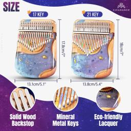 Kalimba Polegar Piano com Teclado de Resina Epóxi, Mbira Portátil, Instrumento Musical para Crianças e Adultos, Iniciantes, 17 ou 21 Teclas - Image 6