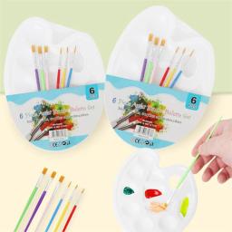 Pincel De Pincel De Tinta Acrílica Paleta Set, Escovas De Cabelo De Nylon, Aquarela Pincéis De Arte, Material Escolar, Desenhar Presentes, 7Pcs - Image 2