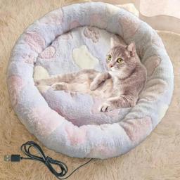 Cama de gato lavável dobrável com aquecimento USB, cama aquecida interior, almofada multifuncional, impermeável Pet Supplies, inverno - Image 3