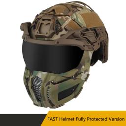 Rápido capacete totalmente protegido versão removível óculos máscara, Circunferência da cabeça ajustável, Equipamento de proteção Prop - Image 1