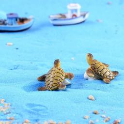 2 pçs mini tartaruga do mar estatuetas resina tartaruga miniaturas micro paisagem jardim musgo bonsai ornamentos tanque de peixes casa mesa decoração - Image 1