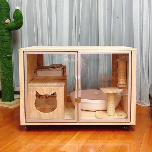 Gaiola de Madeira Maciça para Gatos: Ninho Quente e Confortável com Design Único para Gatinho