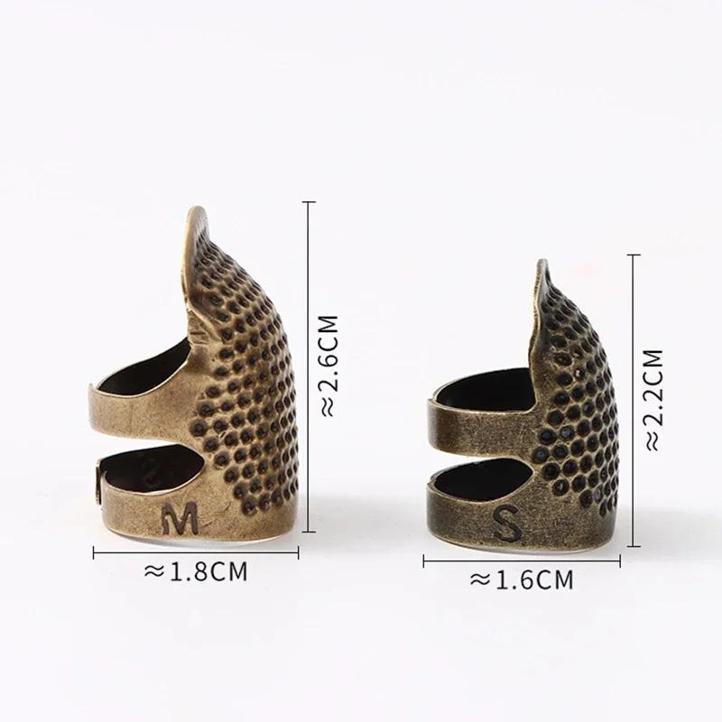 Protetores ajustáveis do dedo do metal, anéis do dedal, artesanato DIY, ferramentas de proteção do dedo da costura, acessórios do bordado, 2pcs - Image 1