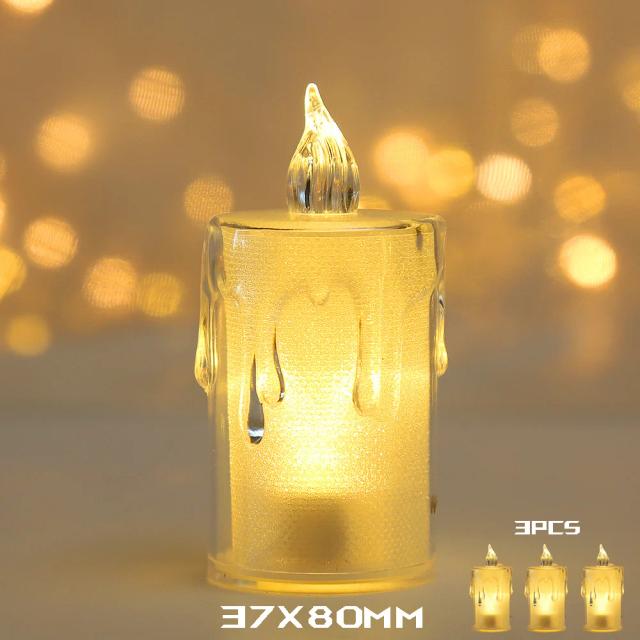 Vela LED Eletrônica Decorativa para Festas, Aniversários e Celebrações Românticas - Conjunto com 3 Mini Luzes para Natal e Ação de Graças