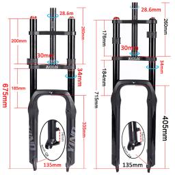 Bucklos mtb garfo 20 26 Polegada fatbike garfo ombro duplo mountain bike suspensão pneu gordo garfo de ar da bicicleta para neve praia - Image 2