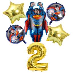 6 pçs dc super-herói tema festa balões de ar conjunto superman 32 polegada número folha balão meninos decorações aniversário crianças festa suprimentos - Image 3