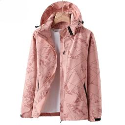 Jaqueta com capuz impermeável masculina, jaqueta de alpinismo estampada, monocromática, tendência de moda ao ar livre, novo armazenamento, outono - Image 1