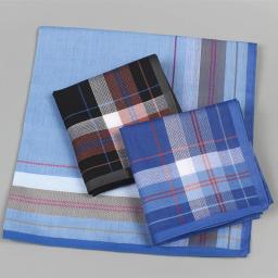 3 pçs 43x43cm 100% algodão clássico xadrez impresso lenços masculinos suor rosto toalhas bolso quadrados para ternos - Image 5