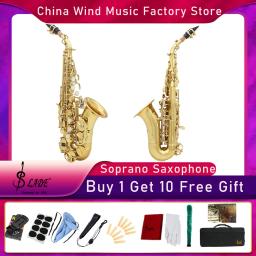 SLADE-Saxofone Soprano Gold, B Flat, Instrumento de Sopros, Compre 1 Receba 10 Presentes Grátis, Parte Sax para Estudante Iniciante - Image 1