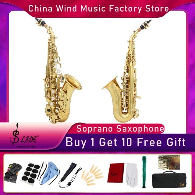 Saxofone Soprano Gold B Flat com 10 Presentes Grátis - Ideal para Estudantes Iniciantes