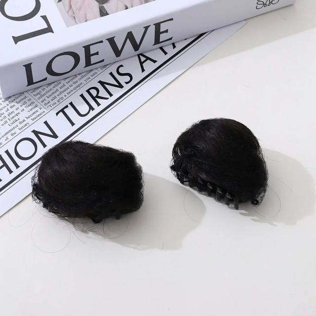 Conjunto de 2 Chignons de Cabelo Sintético Coreano para Mulheres em Preto e Marrom com Grampo para Estilo Prático