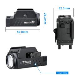 Lanterna LED tática TrustFire GM23 800 lúmens GL0ck Lanterna recarregável USB montada em trilho leve - Image 5