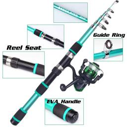 Santaking vara de pesca telescópica e carretel kit 1.8m 2.1m vara telescópica com 5.2:1 3bb carretel de pesca arrastar máximo 5kg combinação de pesca - Image 3