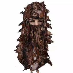 3D Leaf Camouflage Máscara Facial, Caça Cap, Cabeça Bird Watching, Fotografia Capuz, Ghillie Suit, Acessório ao ar livre, Tamanho adulto, 4 Estações - Image 5
