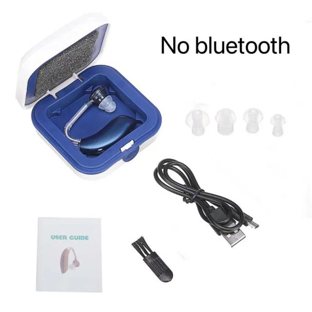 Aparelho Auditivo Bluetooth Recarregável com Amplificador de Áudio Ajustável para Idosos Surdos – Ideal para TV, Jogos e Chamadas