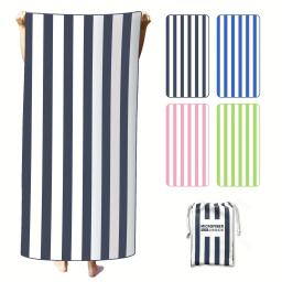 Toalha de praia de microfibra com bolsa portátil, toalha de secagem rápida, toalhas absorventes finas e leves, viagem esportiva perfeita - Image 1