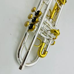 Brass Plated Trompete com Boquilha Case, Real Pictures C Tune, prata laca, instrumento musical profissional, frete grátis - Image 3