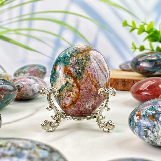 Oceano Jasper Palmeira: Ornamento Natural de Cristal de Alta Qualidade para Joalheria e Decoração, Presente Único, 1 Peça