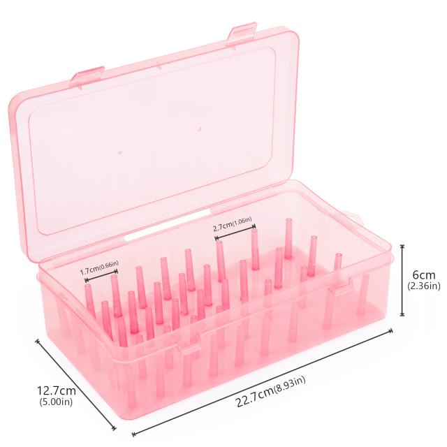Caixa Organizadora de Costura Transparente com 24 Grades e 42 Eixos para Bobinas e Agulhas - Ideal para DIY e Acessórios Domésticos