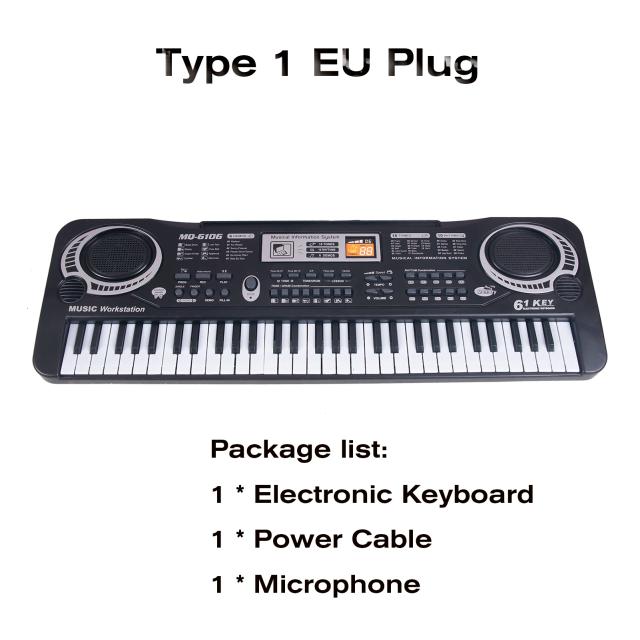 Piano Elétrico Infantil com Microfone, 61 Teclas e Teclado Digital - Órgão Eletrônico para Crianças, Presente Perfeito!