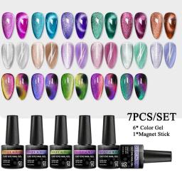 Gato olhos magnético prego gel polonês conjunto com vara magnética spar gato estrelado brilhando camaleão laser cat eye vernizes híbridos - Image 1