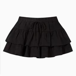 Algodão doce mini saias y2k elástico de cintura alta sólida dupla camada bolo saia coreano plissado retalhos lolita saia shorts novo - Image 1