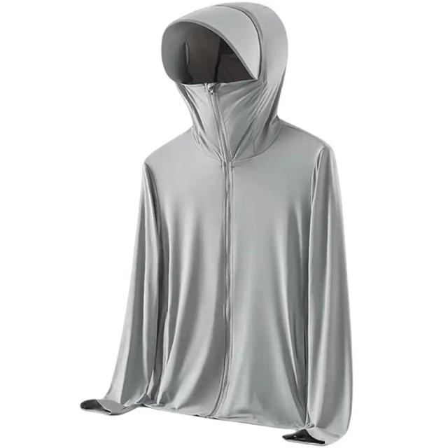 Hoodie de Manga Comprida com Proteção Solar UPF 50, Chapéu Embutido e Bolsos para Caminhadas