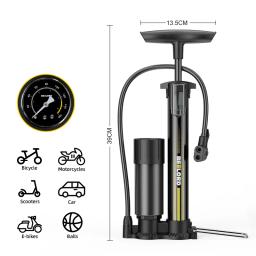 Bomba de bicicleta de nível profissional BEELORD com medidor de pressão - Adaptadores de válvula Presta/Schrader de agulha de inflação de bola MAX 160 PSI - Image 1