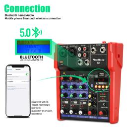 BAXS-DJ Console De Mistura Com Bluetooth, 4 MINI Canal Mixer, 48V Fantasma Monitor De Alimentação, Sistema De Karaoke, USB Mixer De Áudio, Novo - Image 2