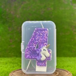 Vela de aniversário do unicórnio para crianças, número velas, espumante roxo, bolo Toppers, decoração do partido - Image 6