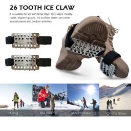 Aço inoxidável Spikes Crampons para Botas, Sapatos de Neve Grips, Pinças de Tração, Caminhadas, Escalada, Pesca, Inverno, 26 - Image 1