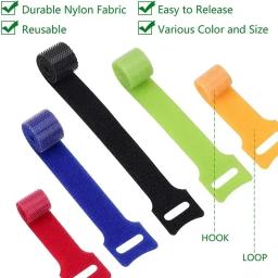 Prendedor de gancho e laço de nylon de 15cm, autoadesivo, pode ser reutilizado, fita de fixação de fivela de anel de gancho em t para fita de gerenciamento de cabos, faça você mesmo - Image 5