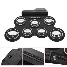 Kit de Bateria Eletrônica para Iniciantes e Crianças, Conjunto de Bateria de Silicone Roll-Up, Almofadas de Bateria Digital 7 com Baquetas, Pedais, Presentes para Crianças, USB - Image 6