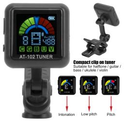 AROMA AT-102 Recarregável Clip-on Guitar Tuner, Tela Colorida com Bateria Embutida, Cabo USB para Guitarra Cromática, Baixo, Ukulele - Image 3